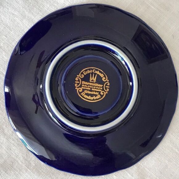 Bareuther Waldsassen Echt Cobalt Handarbeit Rose Demitasse Cup & Saucer Set 24kt - Picture 13 of 16